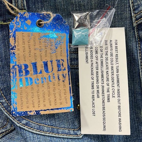 NWT Women’s Blue Identity Blue Stoned Detailed Stretchy Denim Jean (6P) FQ24 - Picture 11 of 11